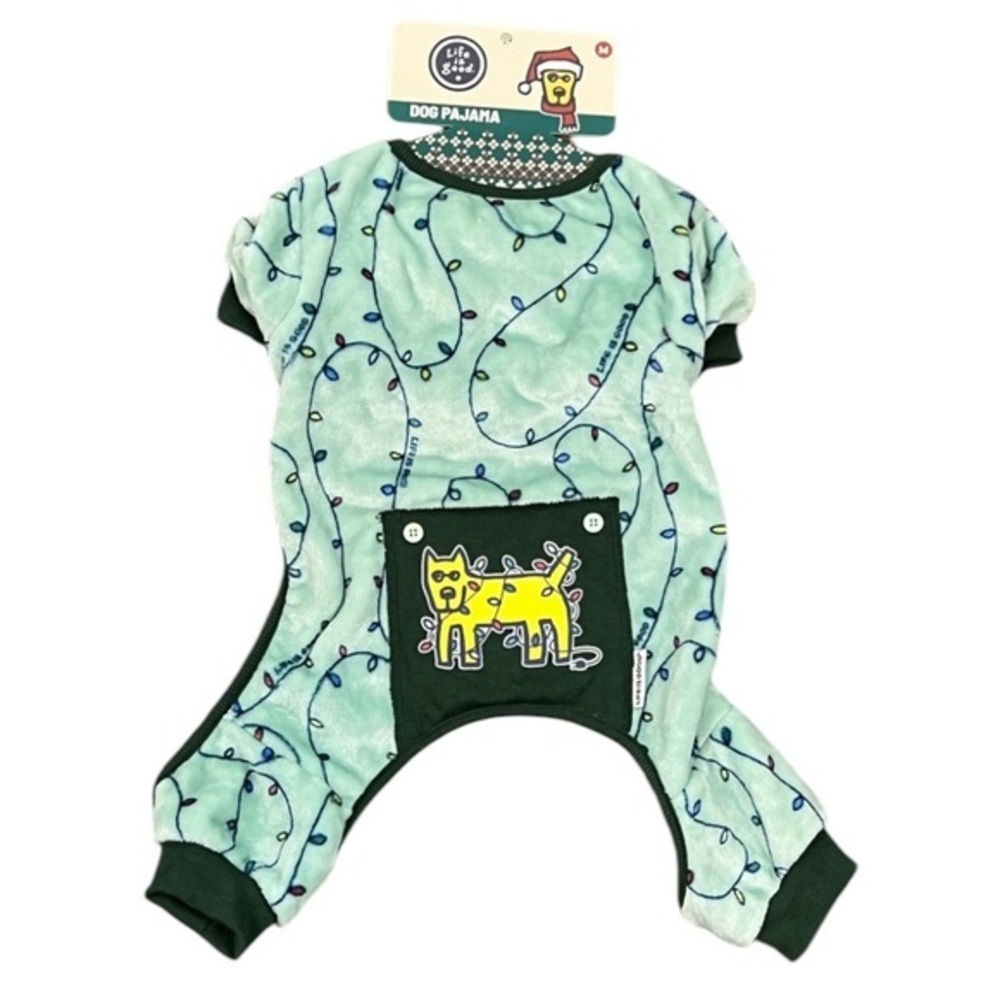 Life is good - ‘Christmas Lights’ doggie pajamas. SZ: Medium. NWT
